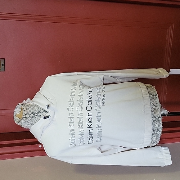 Calvin Klien Performance Off-White Hoodie Top Size Small - Picture 5 of 14